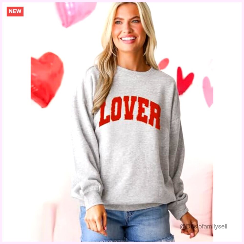 Oversized Chenille Patch Pullover Sweatshirt Long… - image 4